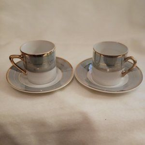 Two Antique Royal Crown Demitasse Cup and Saucer Sets #2823